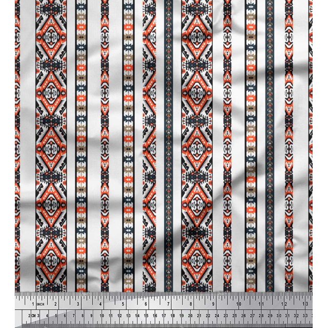 Soimoi Polyester Crepe Fabric Ikat Southwestern Fabric Prints by Yard 52 Inch Wide