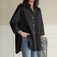 thumbnail image 2 of WEIYLL Summer Tops for Women Solid Long Sleeve Loose Plus Size Pocket Button Black Blouse Sizes M, 2 of 2