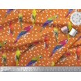 thumbnail image 3 of Soimoi Orange polyester Crepe Fabric Macaw Parrot Bird Print Fabric by Yard 42 Inch Wide, 3 of 3
