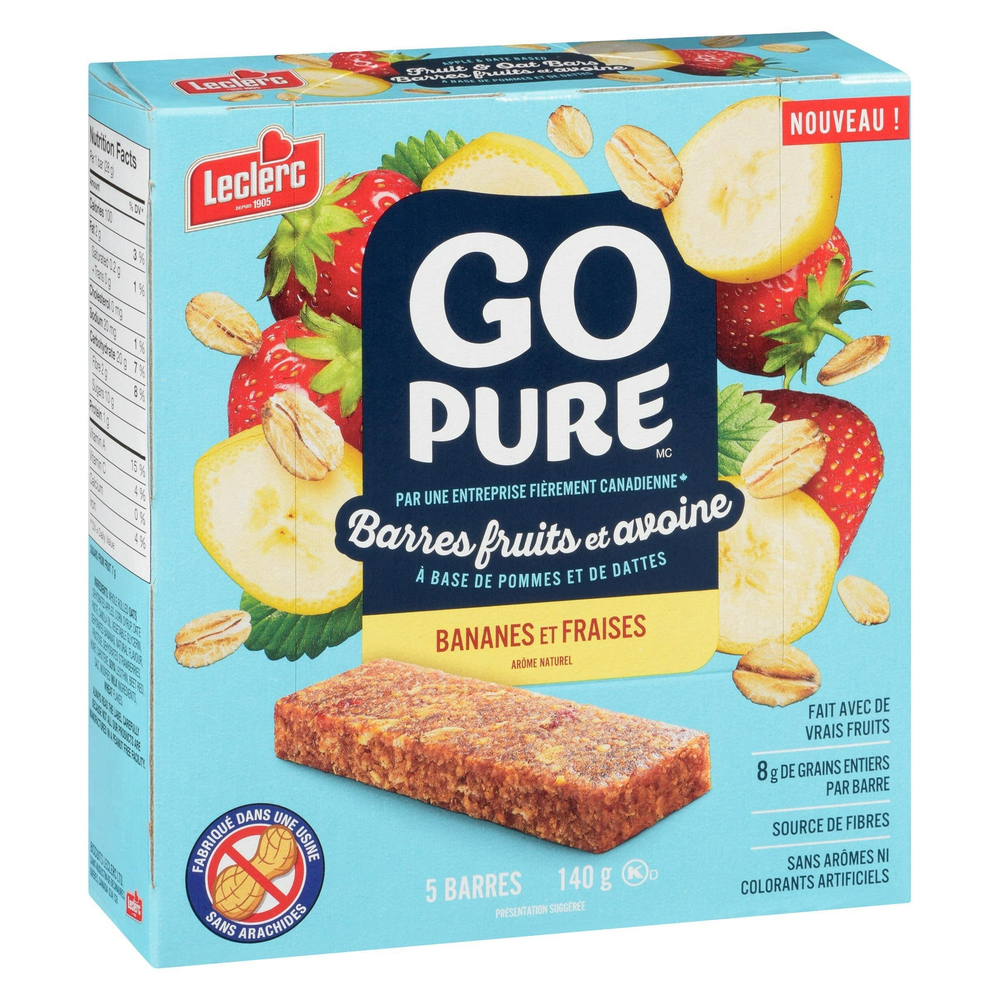 Go Pure Barres aux Fruits & à l'Avoine Banane & Fraise