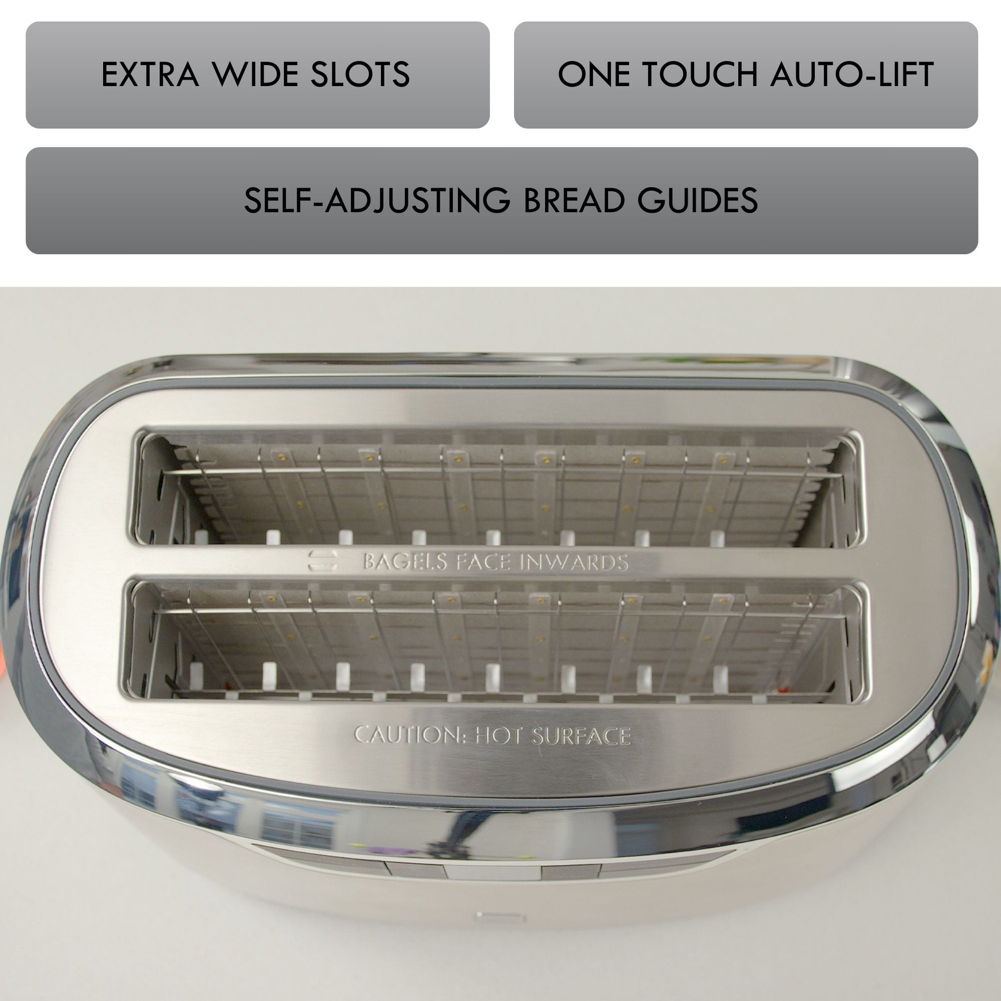 Kenmore Elite 4-Slice Auto-Lift Toaster, Long Slots for Bagels & Toast, Premium Stainless Steel Design
