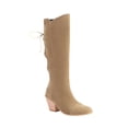 thumbnail image 2 of LSLJS Bottes Cavalières à Talon Épais Unies pour Grandes Femmes avec Laçage à l'Arrière, Bottes Hautes, Bottes Compensées Mi-Mollet pour Femmes, 2 of 8