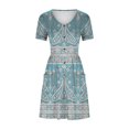 thumbnail image 4 of Birdeem Robe Femme Décontractée Aguichant Mode Été Manches Courtes Ample Imprimée Ajustée Poche Boutons Col en V, 4 of 5