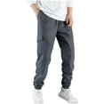 thumbnail image 2 of asjyhkr Mens Cargo Pants with Multi Pockets Elastic Waist Drawstring Jogger Hiking Work Sweatpants, 2 of 6