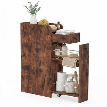 Giantex Slim Bathroom Cabinet, Space-saving Toilet Paper Holder, Freestanding Narrow Storage Unit