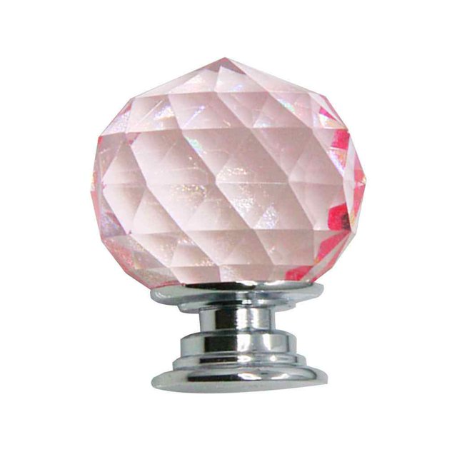 Poignée en Verre Cristal Poignée Sphérique pour Tiroir Poignée de Meuble à Trou Unique - Rose - 30mm