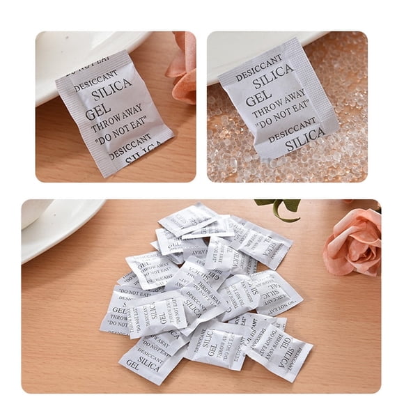 100PCS 1 Gram Premium Silica Gel Packets, Desiccant Packs for Storage, Moisture Absorbers, Humidity Dry Bags, Transparent Silicone Dessicants Dehumidifier for Electronics, Shoes, Jewellery