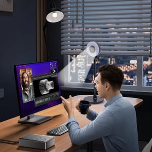 Webcam with Light, 5MP Built in Mic Webcam with Fill Light AF Touch Control  for Streaming