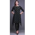 thumbnail image 4 of Bimba Kurti Asymétrique à Imprimé Ethnique à Feuilles Noires pour Femmes, Robe d'Été Indienne, Tunique 3X-LARGE, 4 of 6