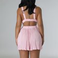 thumbnail image 4 of Womens Summer Rompers Sleeveless Deep V Neck Cutout Backless Pleated Shorts Jumpsuits Casual Mini Beach Outfits, 4 of 7