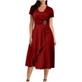 thumbnail image 2 of EGNMCR Robes de Soirée pour Femmes, Robes Formelles pour Femmes, Robes de Cocktail pour Femmes à Manches Courtes Robe à Col en V Robe d'Été Unie à Manches Courtes à Col en V pour Femmes Robe pour Femme, 2 of 6