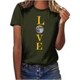thumbnail image 1 of Penkiiy T-Shirt Musulman Ramadan pour Femmes T-Shirts Graphiques Mignons pour Femmes Col Rond Manches Courtes Imprimé Lune T-Shirt Décontracté 3TG Vert Armée, 1 of 6