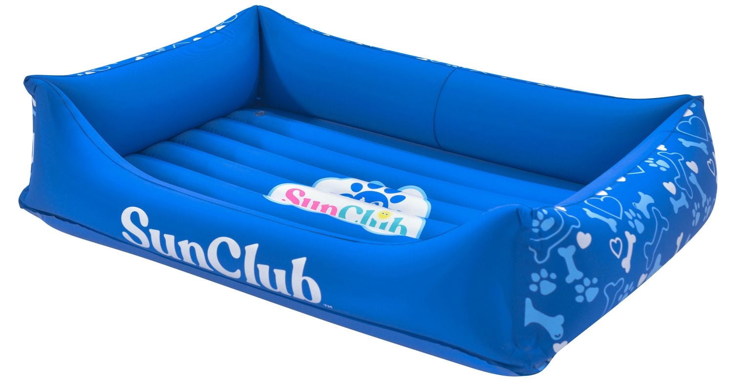 SunClub Inflatable Dog Bed – Waterproof, Portable, Blue – Large (36″ x 26″ x 7.9″)