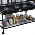 thumbnail image 3 of AKDSteel 41" Divided Breeding Flight Bird Cage With Detachable Rolling Stand, Spacious Birdcage With Two Separate Areas, Perches, Feeder Doors, Slide-Out Tray, And Storage Shelf For Cockatiels, 3 of 5