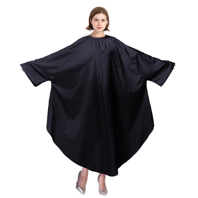 TOPTIE Cape de Barbier Robe de Salon Combinaison avec Manches pour Coiffure Unisexe Légère-Noir