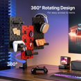 thumbnail image 4 of Modular Headphone and Controller Holder for Game, Clamp-on Pegboard, Rotatable Controller Stand with Cable Hooks, Gaming Accessory for Xbox PS5 PS4 Nintendo Switch, 3Pcs Pegboard, Red, 4 of 5