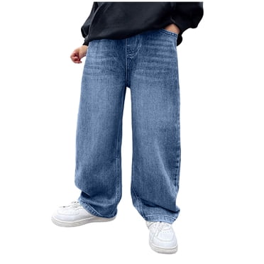 dmqupv Jeans Baggy Jeans pour Garçons Jambe Grand Vêtements pour Enfants Garçons Grands Enfants Pantalon de Sport Élégant Bleu Pâle, Taille pour 5-6 Ans