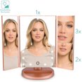 thumbnail image 2 of Led Cosmetic Mirror Foldable Standing Mirror - Illuminated Make-Up Mirror Make-Up Mirror 2-Fold 3-Fold Magnifying Mirror - In Rose Gold, 2 of 7