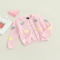 thumbnail image 3 of Kids Sweater  Heart Patterns  Neck Long Sleeve Cardigan Knitwear for Fall Winter  1-9 Years, 3 of 7