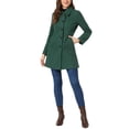 thumbnail image 2 of INSPIRE CHIC Manteau d'Hiver Long Chaud à Simple Boutonnage pour Femme Vert Foncé L, 2 of 5