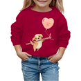 thumbnail image 1 of PMVFHDE Chandails à Col Rond Fille Automne et Hiver Saint-Valentin à la Mode et Intéressant Imprimé Chiot Chandail à Capuchon pour Enfants Rouge, 5-6 Ans, 1 of 4