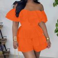 thumbnail image 2 of Birdeem Womens Summer Fashionable Solid Color Multi-Layer Patchwork Pleated Jumpsuit Shorts, 2 of 6