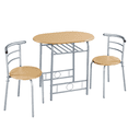 thumbnail image 1 of FullFurnique Ensemble de salle à Manger Rond Moderne 3 Pièces avec Table et 2 Chaises Pieds en Acier, Naturel, 1 of 9