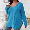 thumbnail image 2 of Besolor Plus Size Long Sleeve Tops for Women V Neck Pullover Sweaters Loose Dressy Curvy Hem Spring Fall Tunic Shirts, 2 of 7