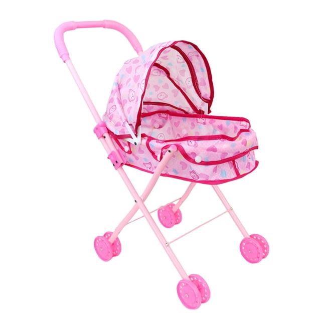 HILABEE Poussette Mini Pliable pour Poupée Bébé Jeu d'Imitation pour Âges 1 2 3 Ans avec