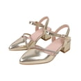 thumbnail image 1 of Gold Sandal Heels Hollow-Out Breathable Princess Sandals for Girls Spring/Summer Style Soft Sole Bow-Decorated for Medium and Large Children Small Heel Sandals, 1 of 6