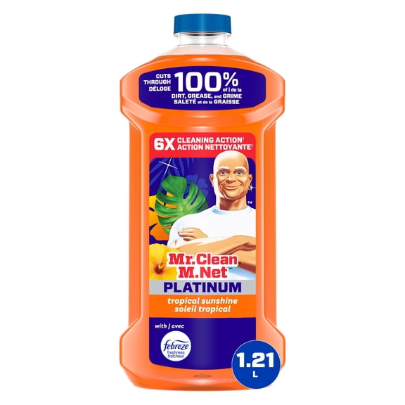 Nettoyant tout usage M. Net, nettoyant pour planchers, savon pour vadrouille, nettoyant liquide, Soleil tropical, 1,21 L