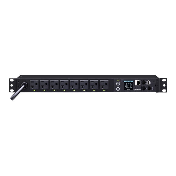 CyberPower Switched Series PDU41002 - Power distribution unit (rack-mountable) - AC 100-120 V - 1-phase - Ethernet, serial - input: NEMA 5-20P - output connectors: 8 (NEMA 5-20R) - 1U - 12 ft cord