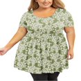 thumbnail image 1 of Tunique Grande Taille pour Femmes Manches Courtes Roses Vertes Hauts 3X Col Rond Vêtements Été Fluide Vêtements de Maternité Chemise, 1 of 6
