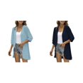 thumbnail image 1 of 2 Pack(Dark Blue 1PCS & Sky Blue 1PCS) Multipack Women Casual Cardigan Three Quarter Sleeve Open Front Lightweight Dots Cardigan Draped Ruffles Cardigan, 1 of 7