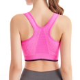 thumbnail image 4 of FYEGRE Sports Bras for Women Full Support Front Zip Closure Compression Bras Post Surgery Wireless Racerback Sport Brassiere Hot Pink M, 4 of 4