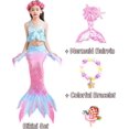 thumbnail image 2 of 5PCS Mermaid Tails for Swimming for Girls Kids Mermaid Swimsuit Costume Princess Bikini Set Bathing Suits High quality, 2 of 5