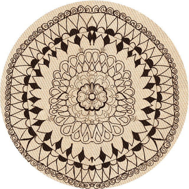 Ahgly Company Tapis de Zone Rond Lavable en Machine Intérieur Transitionnel Or Foncé Brun, 6 Pieds Rond