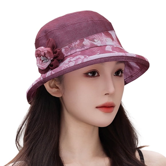 Fgnfyis Women's Hat Bridal Wedding Tea Party Wide Brimmed Summer Sun Hat Ladies Outdoor Elegant Temperament Sun Hat Womens Hats Red M