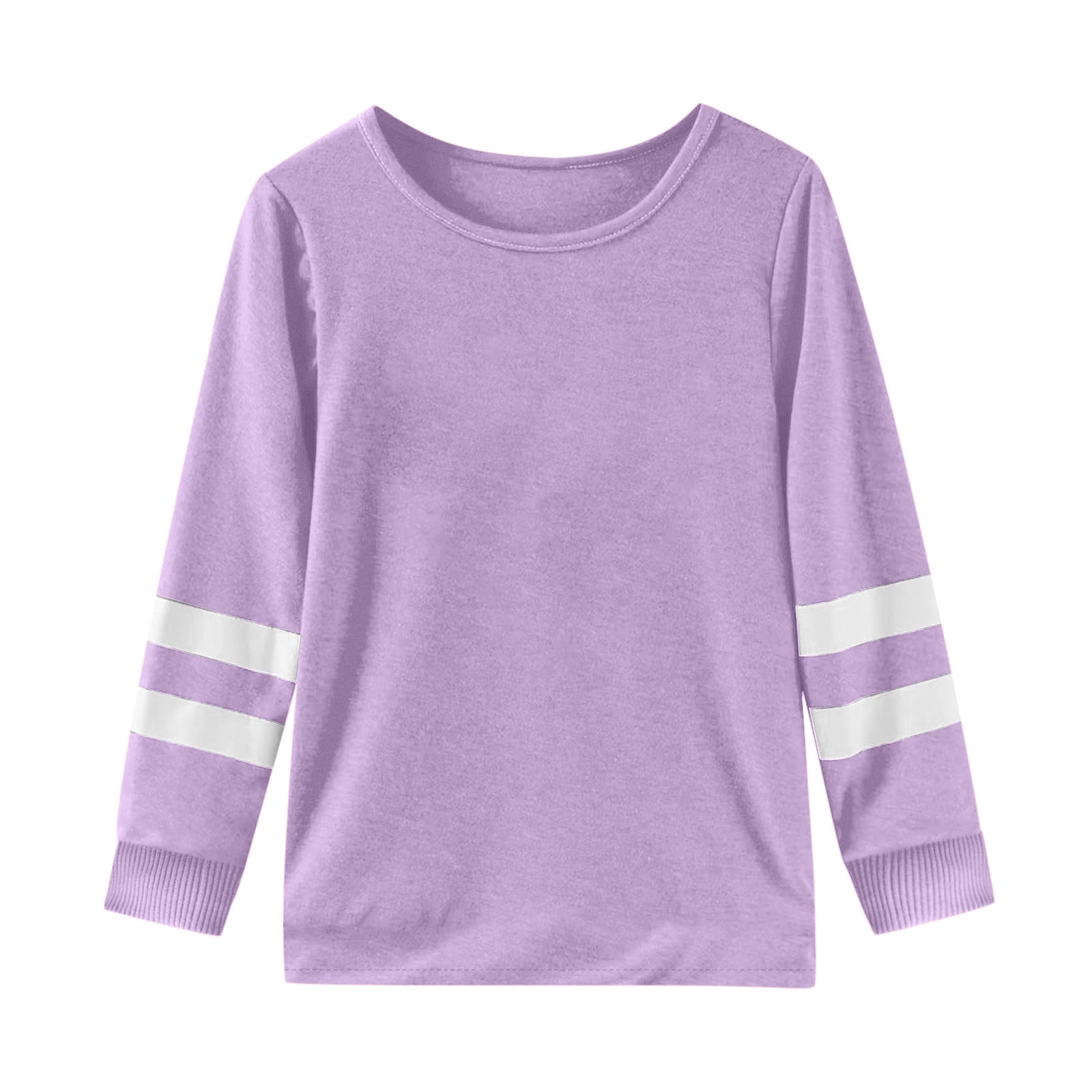 WEIYLL T-Shirt Fille Manches Longues Poignets Col Rond Patchwork Chaud Doux Haut pour Tout-Petit Vêtements pour 7-8 Ans