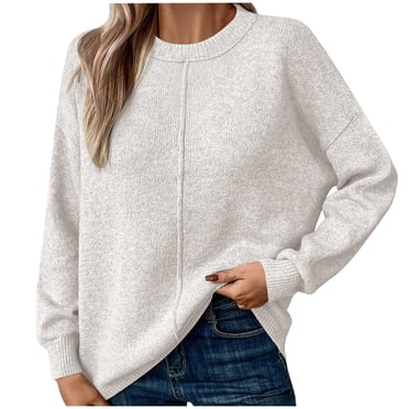 Timegard Womens Sweaters Crewneck Long Sleeve Knit Pullover Fall Winter Casual Loose Solid Color Tops