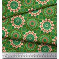 thumbnail image 2 of Soimoi Green polyester Crepe Fabric Multicolor Mandala Print Fabric by the Yard 52 Inch Wide, 2 of 5