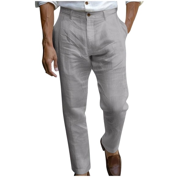 Khakis Khaki Pants Mens Relaxed Fit Khakis Mens Dress Pants Relaxed Fit Casual Cotton Linen Pants Straight Leg Comfy Travel Beach Trousers Vacation Outfits