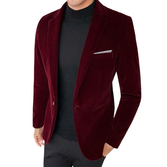 Tenue de Vin Bourgogne pour Homme Hiver Automne Velours Travail Bureau Formel Rendez-Vous Nuits Robes Soirée Chic Détente Rave Basique Vestes Blazer Vêtements d'Extérieur Hommes 2025 Vêtements Tendance TTG