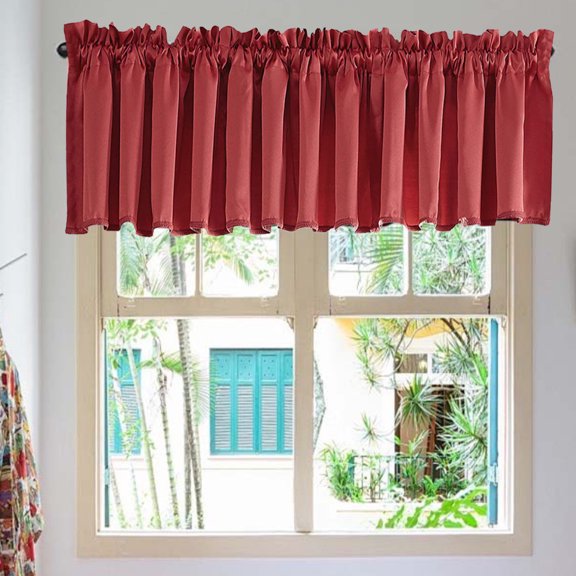 Fridja Blackout Valance Curtains Kitchen Valance Solid Color Rod Pocket Window Treatments Curtain Valance for Living Room Bathroom 54x18 inch Long, 1 Panel