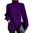 thumbnail image 1 of Innerwin Chandails à Col Roulé pour Femmes Chandail de Travail Manches Longues Ample Tricoté Violet TG, 1 of 2