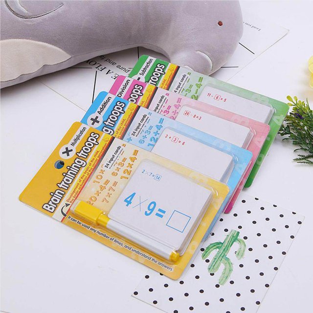 facefd Kids Mathematics Teach Card with Erasable Pen Math Educational Toys Children Preschool Tool Birthday Gift