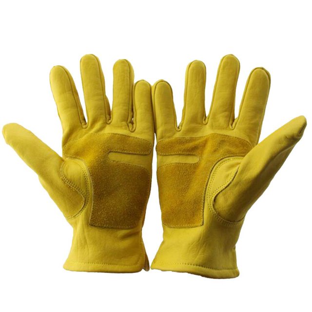 Youkk Yellow Cowhide Leather Racing Motorcycle Biker Gloves Enhanced Grip and Comfort M 1Set