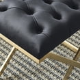 thumbnail image 2 of Contemporary Velvet & Stainless Steel Bench in Black & Gold, 2 of 6
