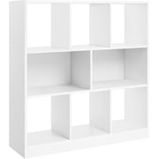VASAGLE Bookcase, Bookshelf, Freestanding Storage Unit, 8 Open Compartments, Used Horizontally, Vertically, Upside Down, 11 x 35.4 x 39.4 Inches, for Living Room, Study, Office, White ULBC55WT