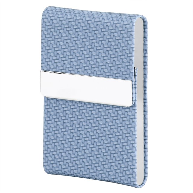 Business Card Case Business Card Holder Business Card Organizer Cigar Case Fashionable Case PU Leather Business Card Storage Box Case Holder Organizer GiftsWeave Pattern Blue